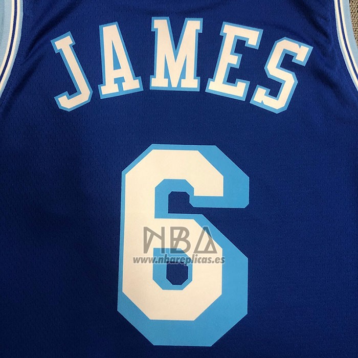 Camiseta Los Angeles Lakers LeBron James NO 6 Hardwood Classic 2021-22 Azul